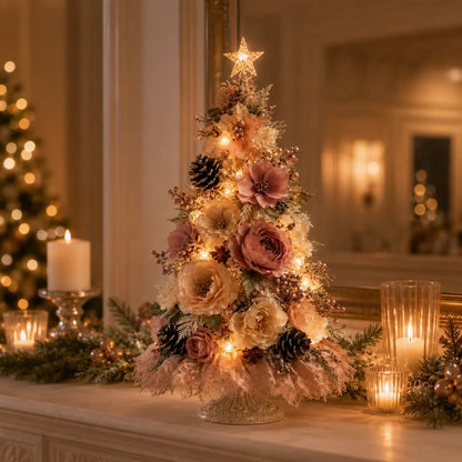 Blush Bloom Pre-Lit Floral Christmas Tree