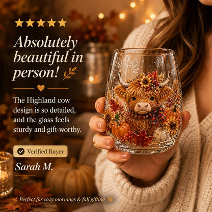 🍂✨Autumn Harvest 3D Glass Cup Gift Set – 6 Festive Designs
