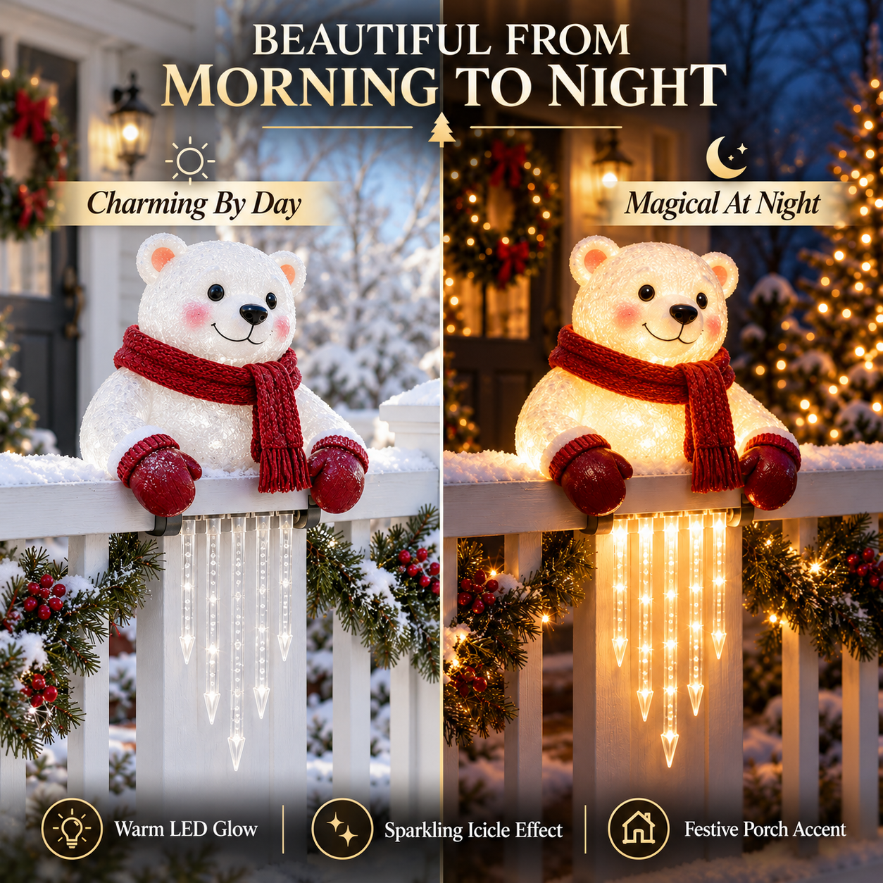 🐻🎄 Winter Light Cute Bear Icicle Light