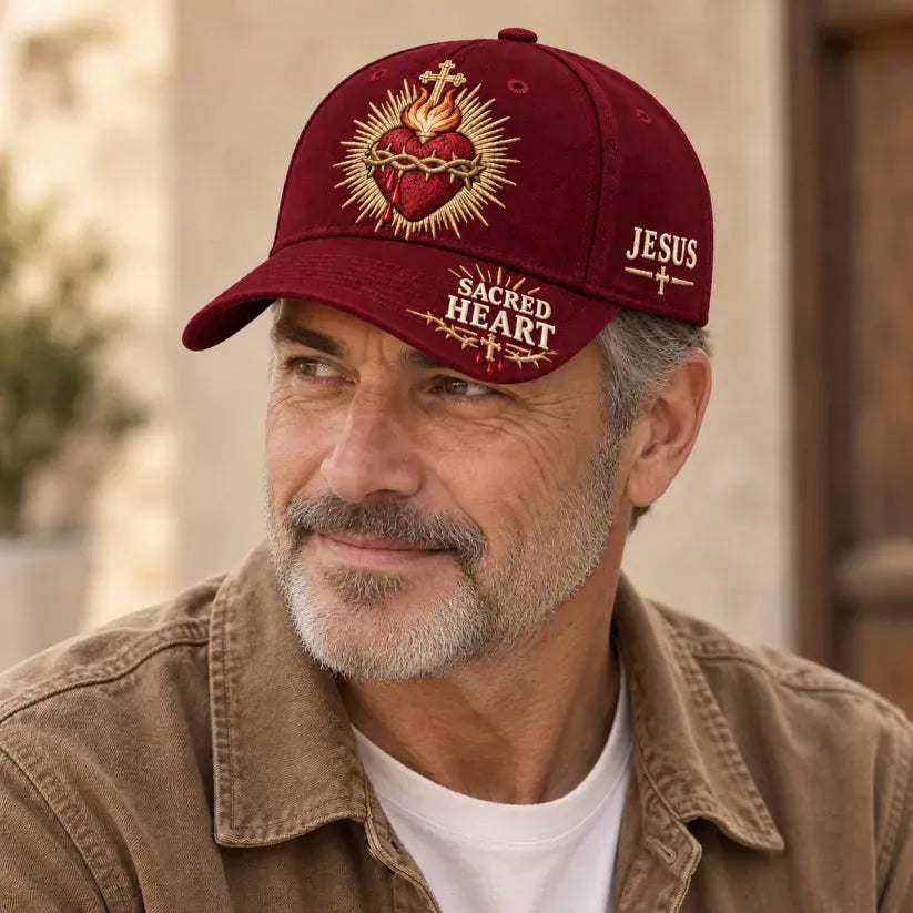 ❤️Sacred Heart of Jesus Faith Baseball Cap✝️Wear Your Faith. Carry His Love.
