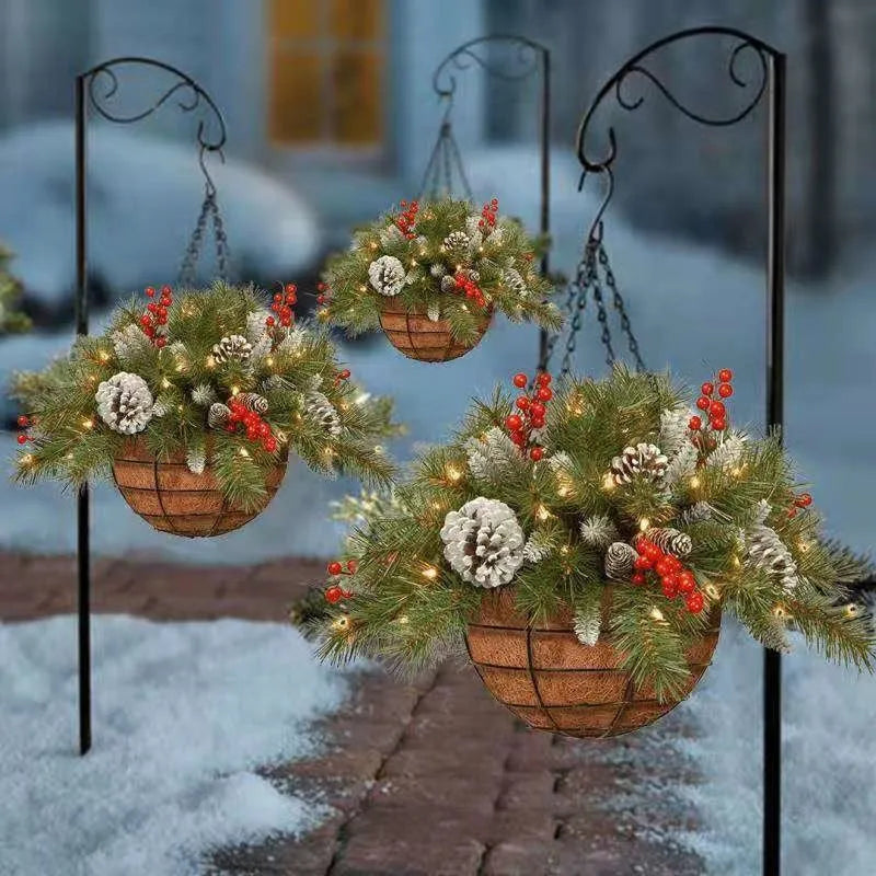 🔥60% OFF 🎄Christmas Hot Sale🏆Pre-Lit Artificial Christmas Hanging Basket