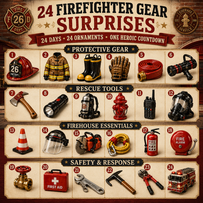 👨‍🚒Firefighter Gear Advent Calendar 2026 - 24-Day Festive Countdown, Acrylic Charms Blind Box