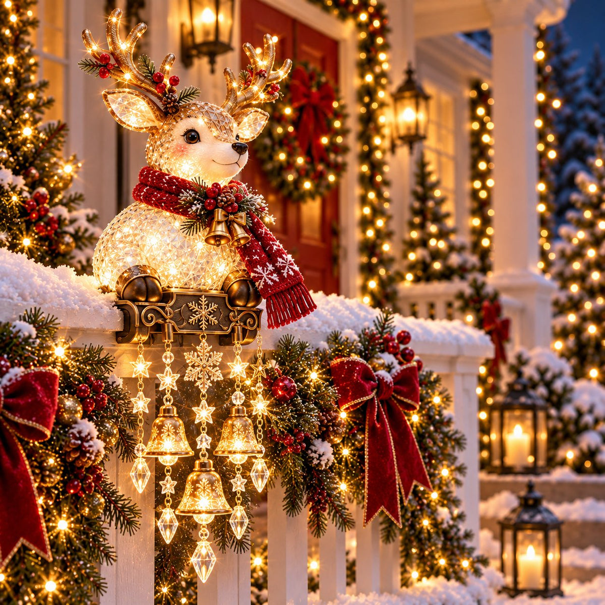 Glowing Santa Christmas railing decoration
