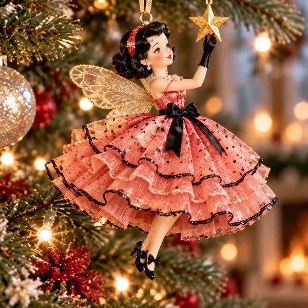 Starlight Sweetheart pink and black dress fairy reaching toward a star