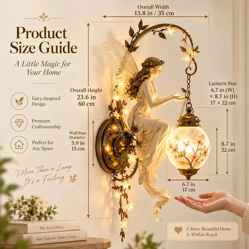 Size guide for the fairy wall light