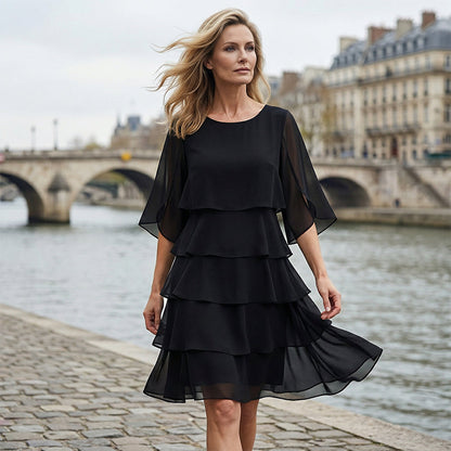 🎁 50% OFF! Women's Elegant Layered Ruffle Sleeve Dress – Effortless Style for Every Occasion 💃