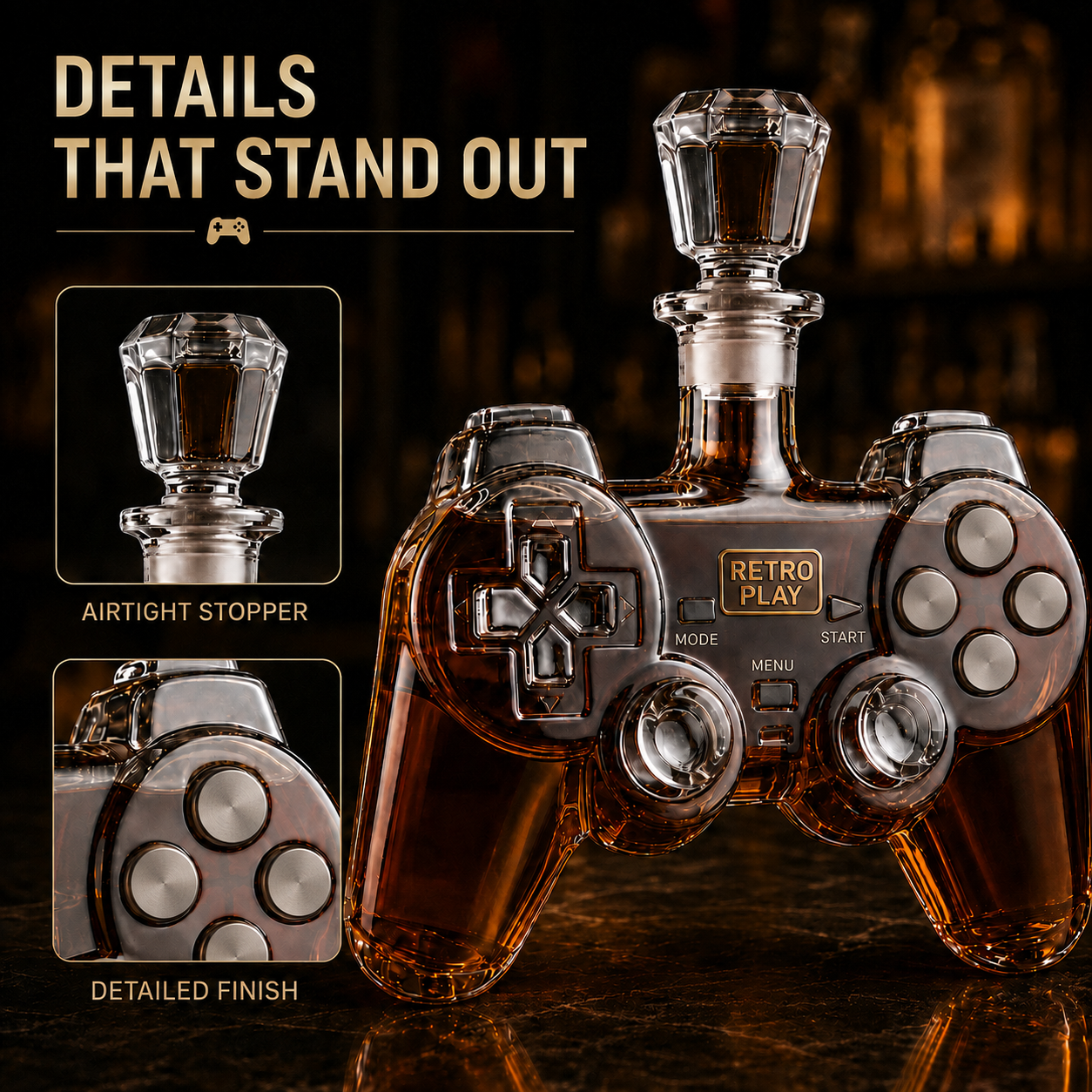 🎮 Retro Gaming Controller Whiskey Decanter – A Legendary Pour for Game Night 🥃