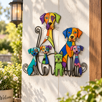 🐶🐾Colorful Dog Family Metal Wall Decor