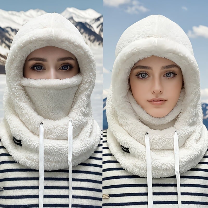 Damen-Fleece-Winterradmaske und -mütze mit Kapuze für kaltes Wetter (Modelljahr 2026)