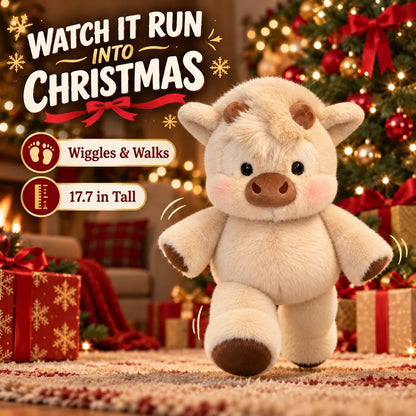 Christmas Running Cow Plush – Wiggles, Walks & Brings Holiday Cheer
