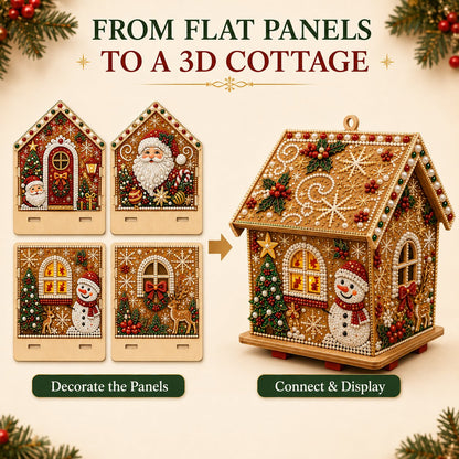 🎄 DIY 3D Jeweled Wooden Christmas Cottage Kit ✈️ Buy 2+ Get Free Shipping