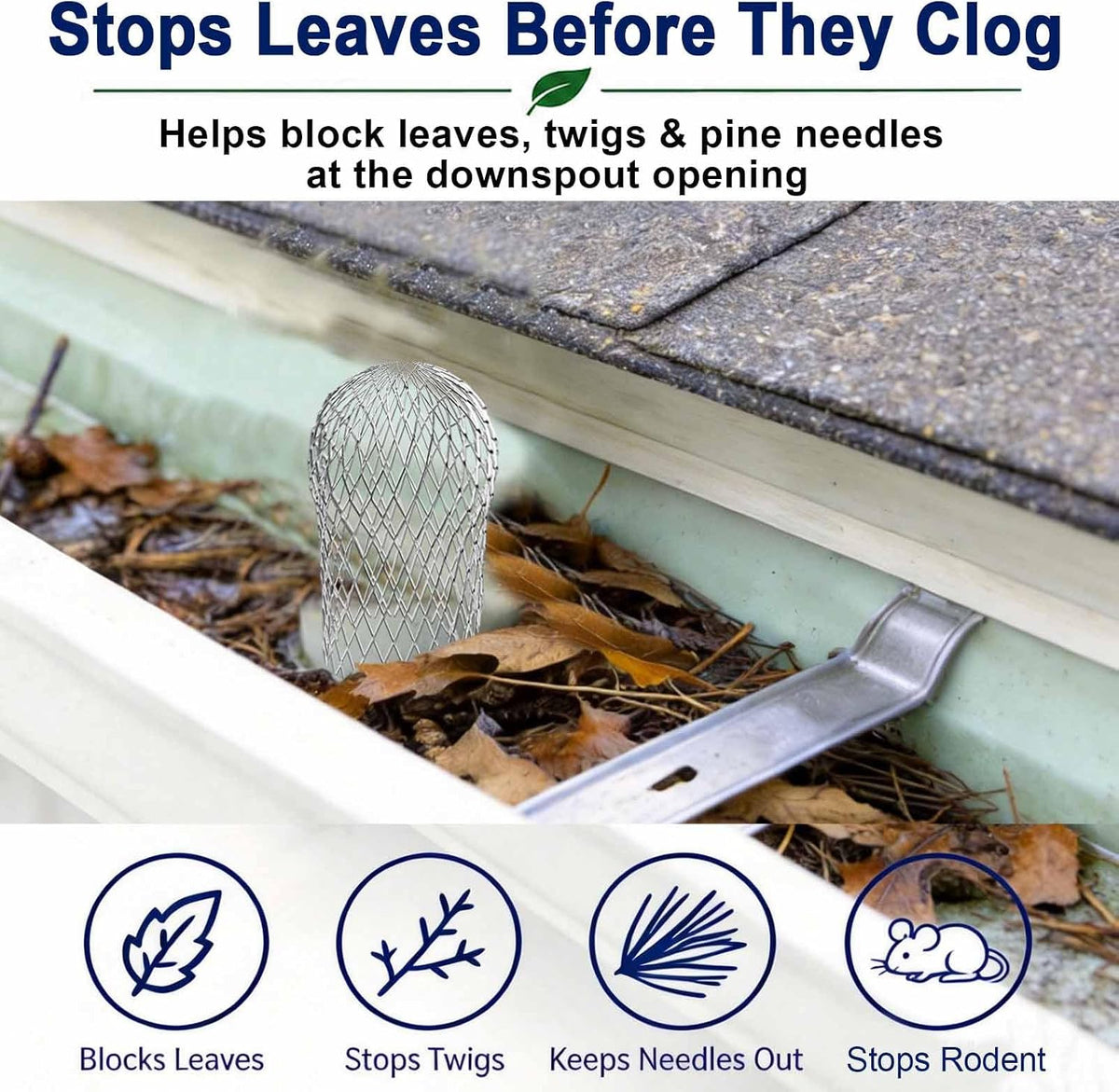 Aluminum Alloy Gutter Guard Filter, Roof Rain Gutter Downspout Strainer, Anti‑Clog Leaf Debris Catcher for Home Drainage System