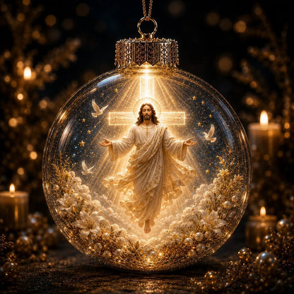 🔥🎁⏳ Last Day 49% OFF – ✝️ Illuminated 3D Christian Faith Ornament Collection | Clear Globe with Sacred Figures, Warm Golden Glow & 8 Meaningful Designs ✨