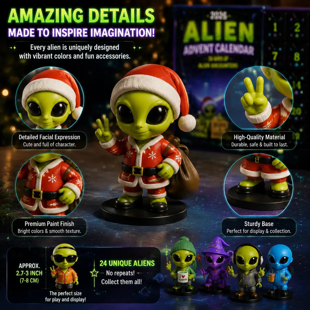 Alien Advent Calendar character detail and size