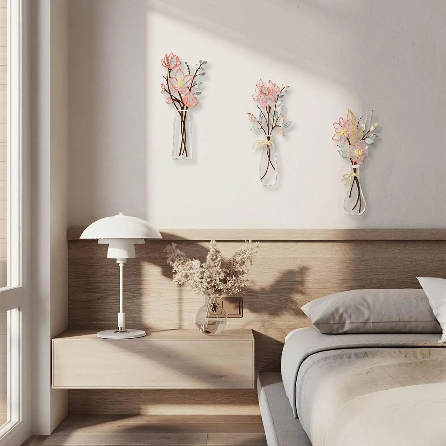 🌸3 Pcs Metal Flowers Wall Art
