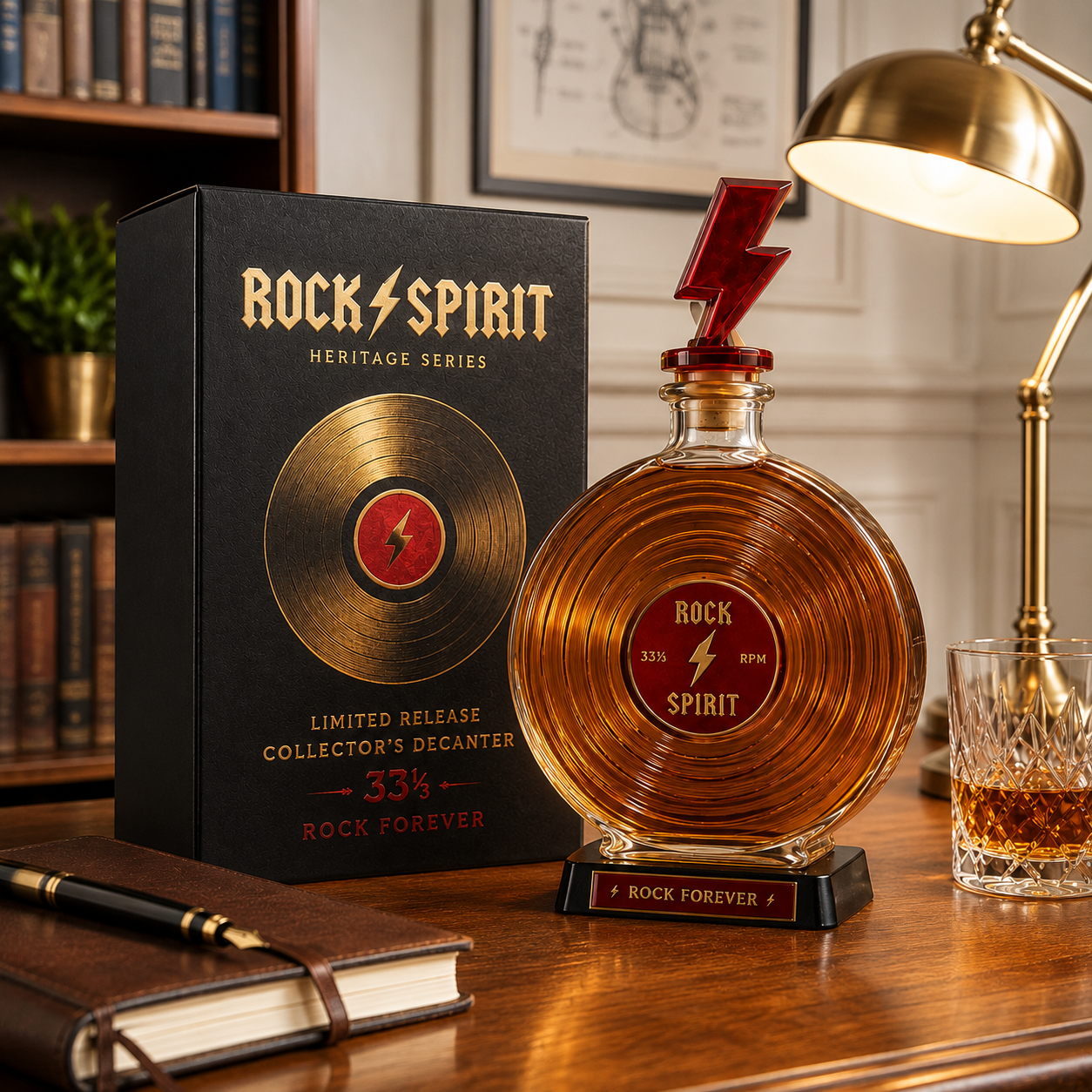⚡Rock Spirit 33⅓ RPM Vinyl Record Whiskey Decanter – Rock Forever Collector’s Edition