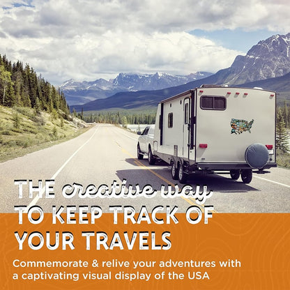 🚐🗺️ 50-State Adventure Tracker – Scenic Travel Sticker Map for RVs & Road Trips