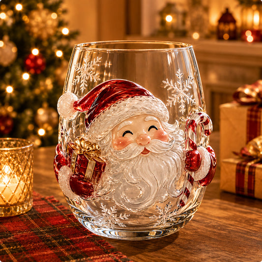 Magical Christmas 3D Glass Cup Collection – Santa, Reindeer, Snowman & Christmas Tree