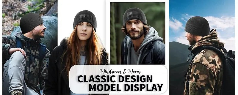 Model display collage showing different people wearing the cap