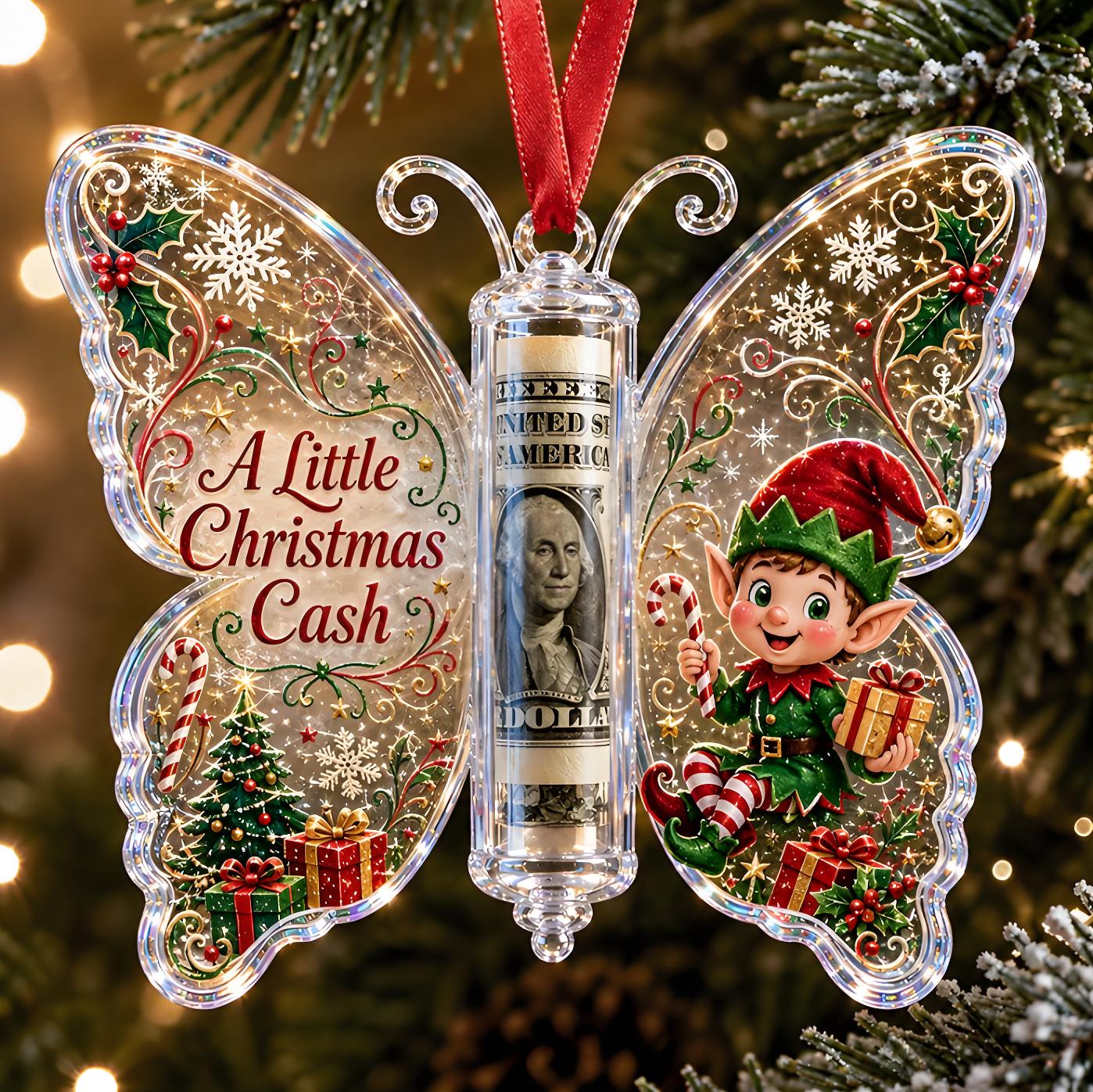 🦋 Butterfly Christmas Money Gift Ornament