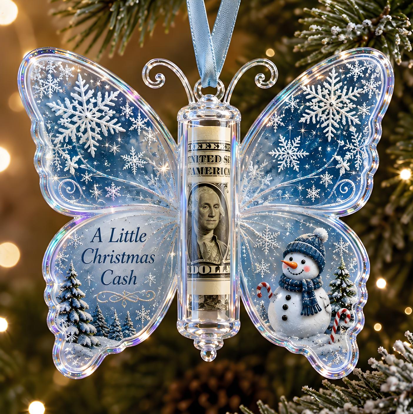 🦋 Butterfly Christmas Money Gift Ornament