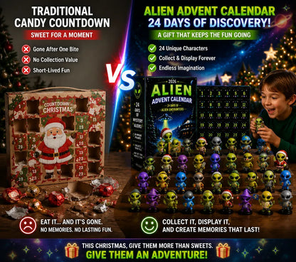⏳ Last Day 49% OFF – 👽 24 Days Of Alien Advent Calendar | 24 Unique No-Repeat Collectible Alien Characters for Space Lovers, Kids & Sci-Fi Fans 🚀