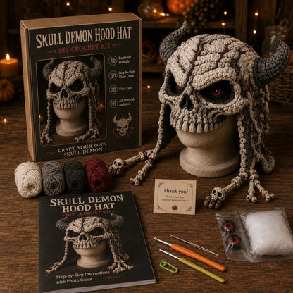 🎭🎃 Halloween Monster Hood DIY Crochet Kit | Premium Soft Yarn Materials with Step-by-Step Guide DIY Handmade Wearable Character Hood 🧶✨