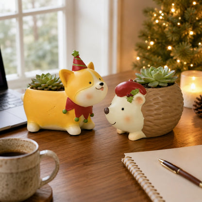 🌿Whimsical Christmas Animal Succulent Planters
