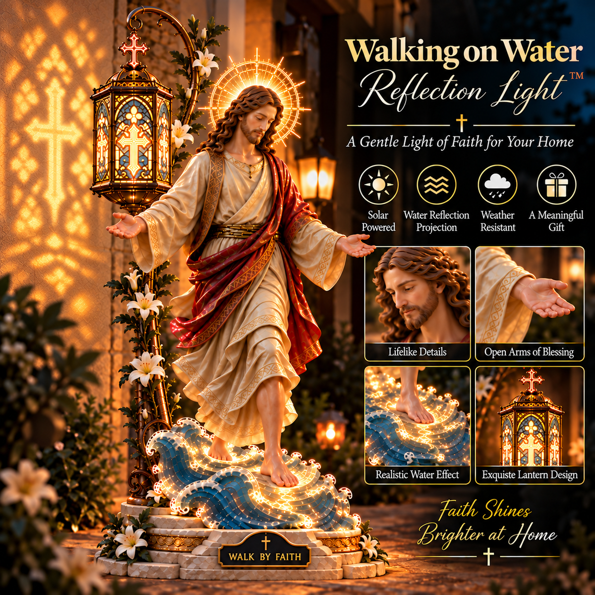Walk by Faith reflection light displayed in different home spaces