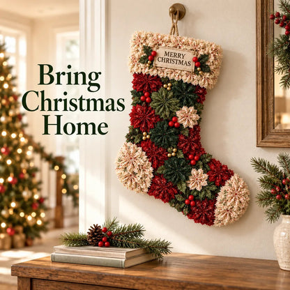 🎄✨Christmas Fabric Flower Door Hanging DIY Kit – Layered Holiday Décor(📦Buy 2 Free Shipping)