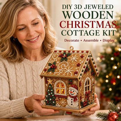 🎄 DIY 3D Jeweled Wooden Christmas Cottage Kit ✈️ Buy 2+ Get Free Shipping