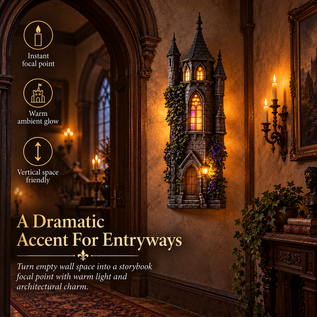 🏰 Gothic Castle Glow Wall Lamp
