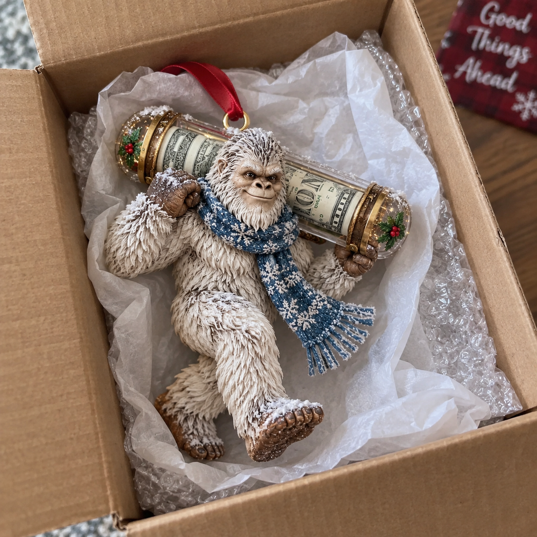 Bigfoot cash keeper close up in hand