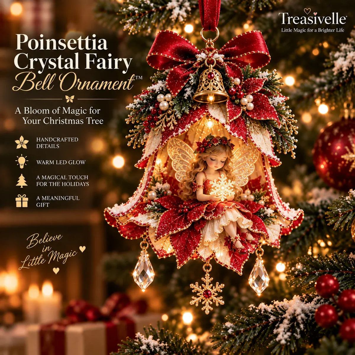 🧚✨ Glowing Fairy Blossom Bell Ornaments – 7 Magical Floral Christmas Designs