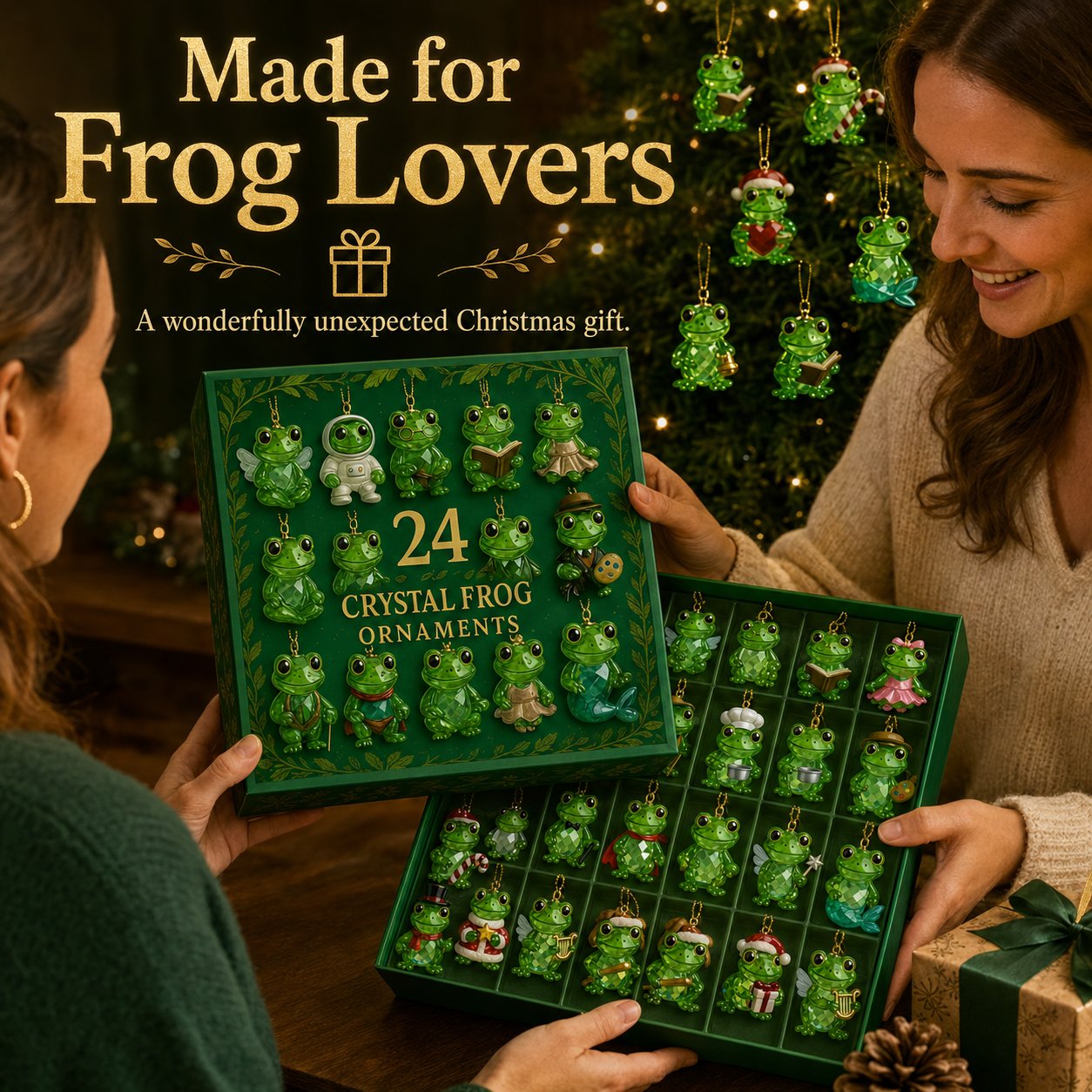 🐸 24-Day Frog Ornament Advent Calendar