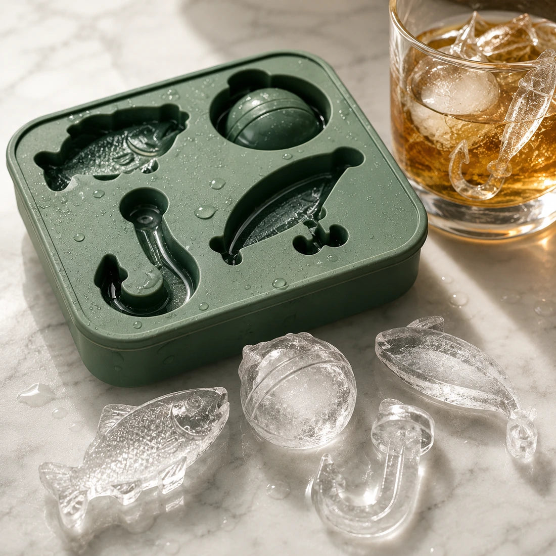 Fishing ice mold ready to refill