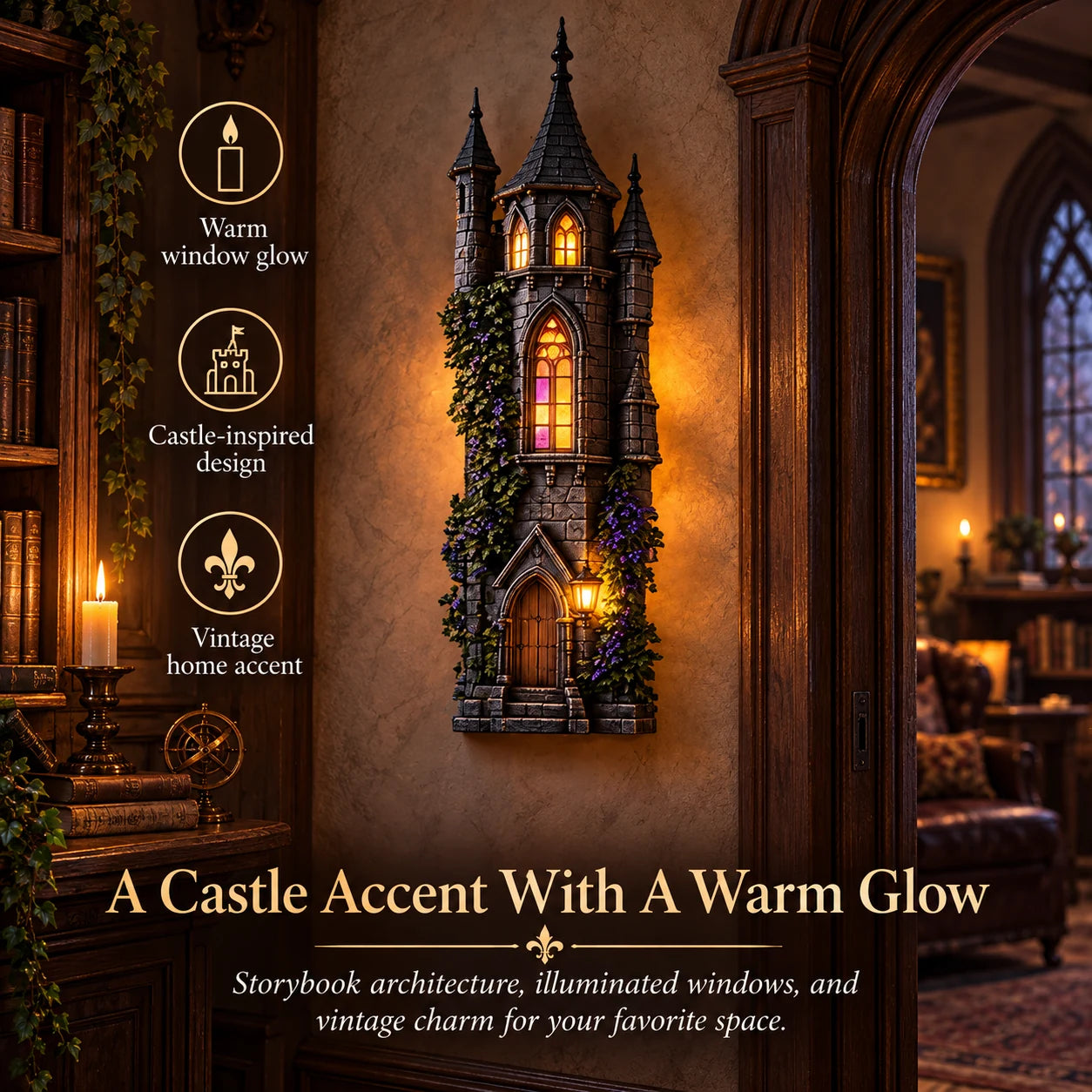 Lighted Gothic Castle Wall Accent