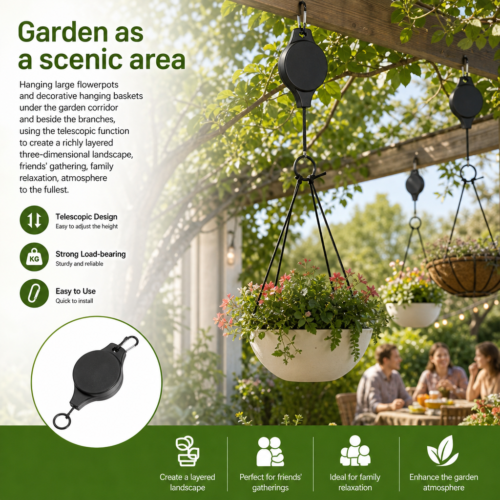 🌸 Buy one get one free 🌸Plant Pulley Set for Garden Baskets Pots, Birds Feeder🐦