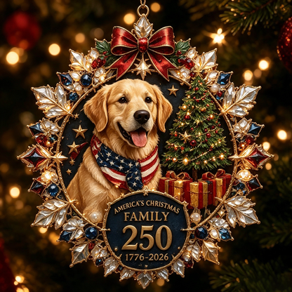 🔥🎁America 250 Crystal Patriotic Christmas Ornament