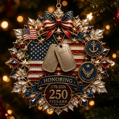 🔥🎁America 250 Crystal Patriotic Christmas Ornament