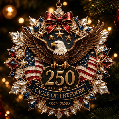 🔥🎁America 250 Crystal Patriotic Christmas Ornament
