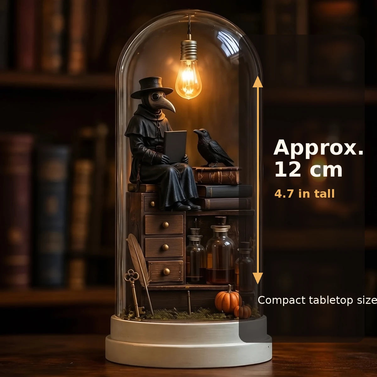 Halloween glass dome approximate 12 centimeter size guide
