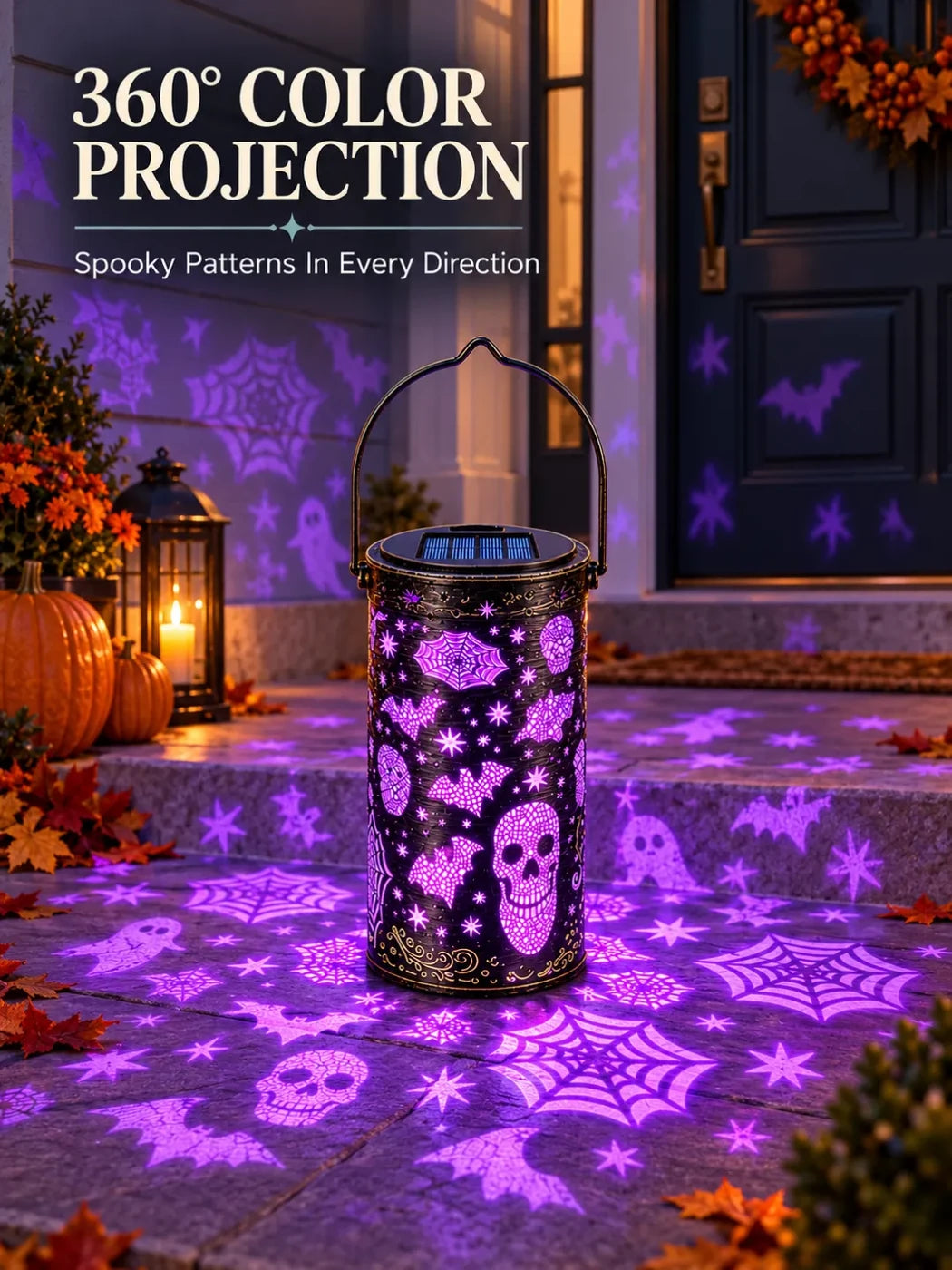 360-degree Halloween lantern projection
