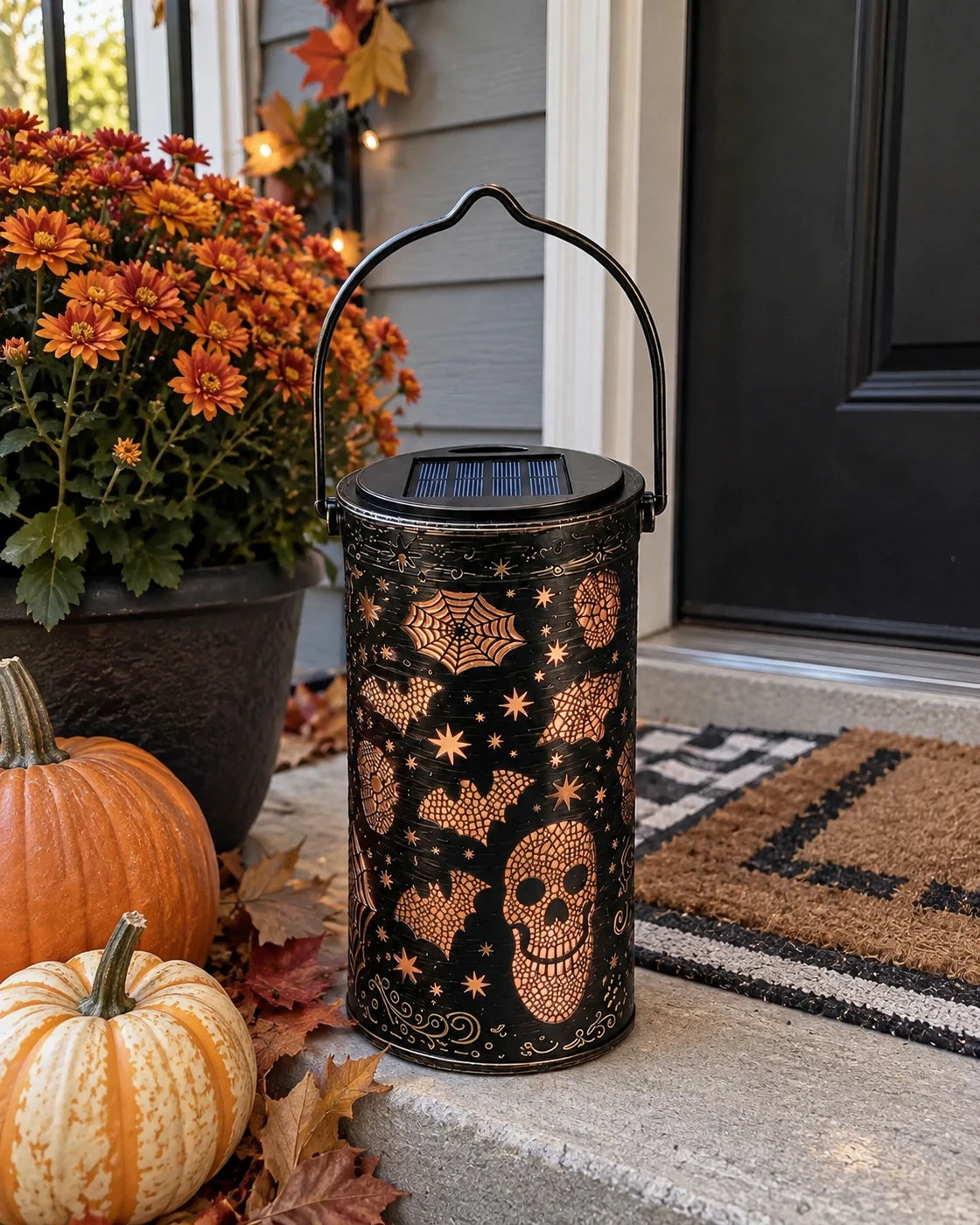 Customer review photo showing lantern by the front door during daytime