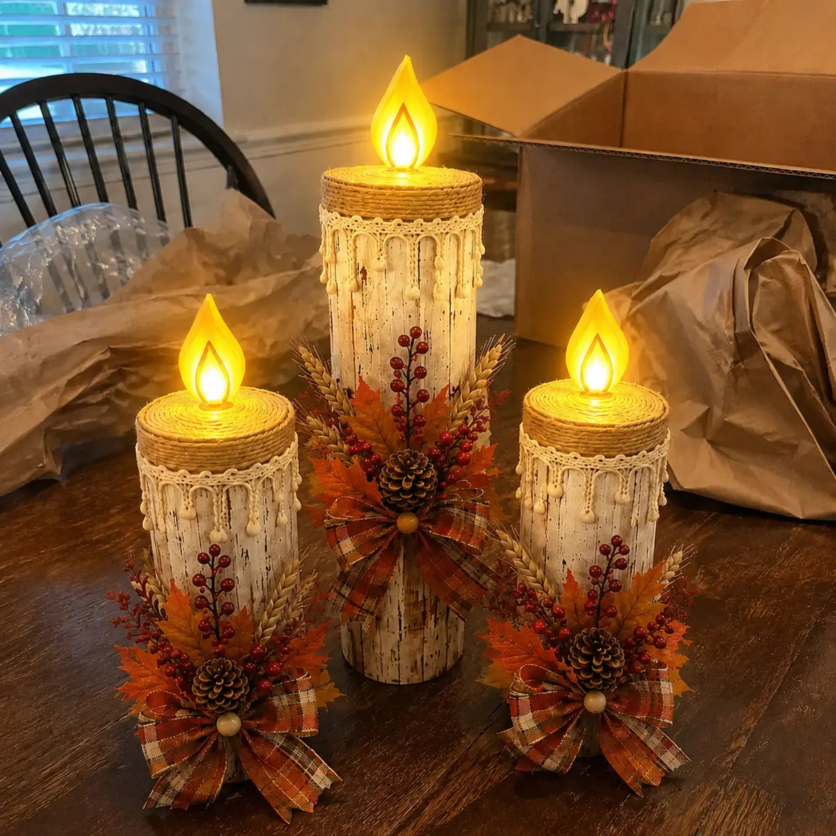 Sample customer unboxing photo of the Harvest Glow Candle Trio