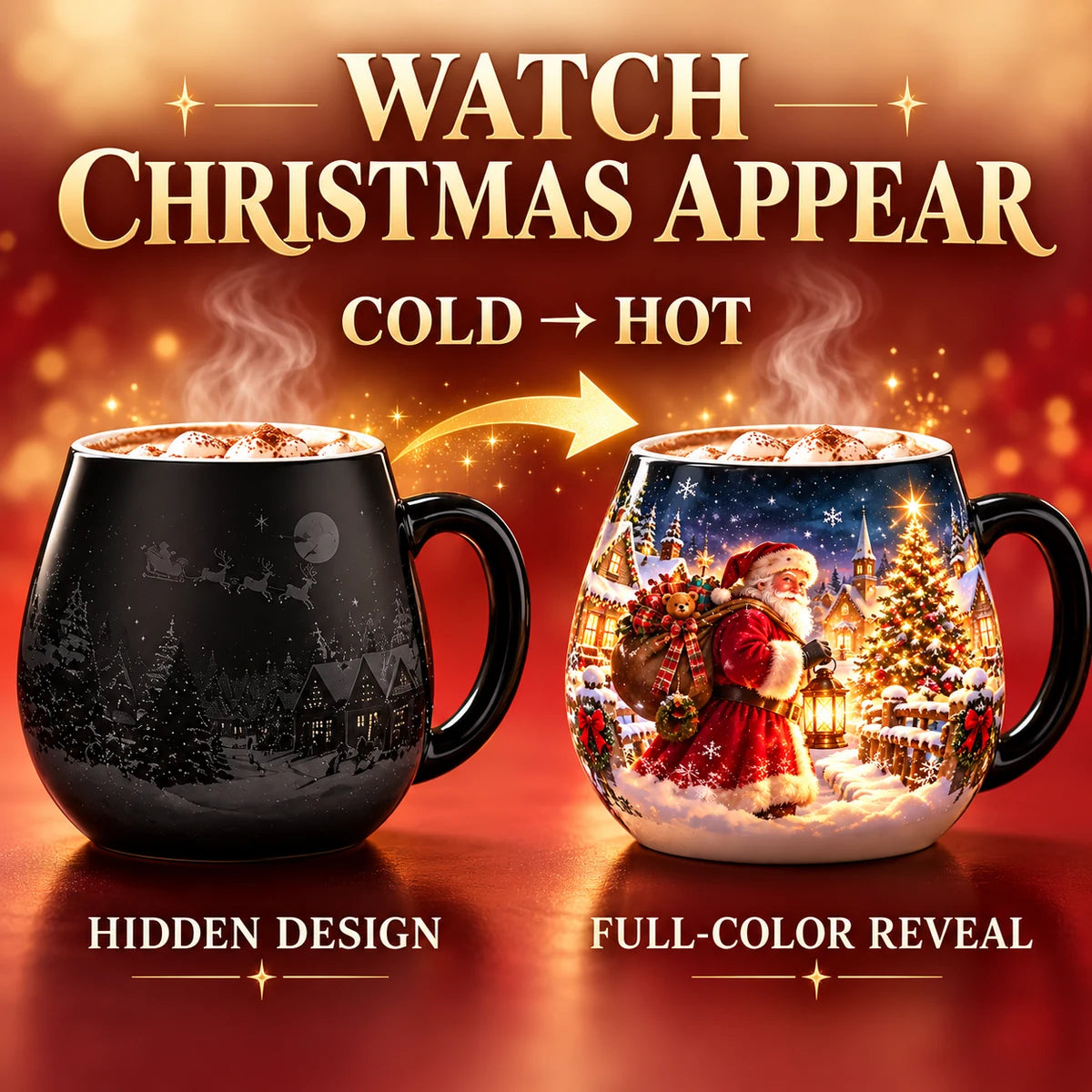 Cold versus hot comparison of the Christmas heat reveal mug