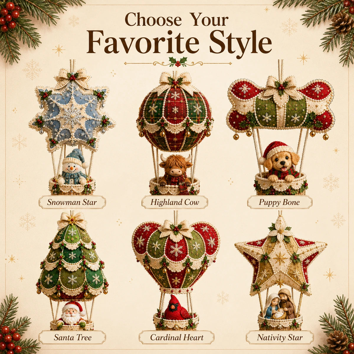 Choose your favorite style holiday balloon ornament collection