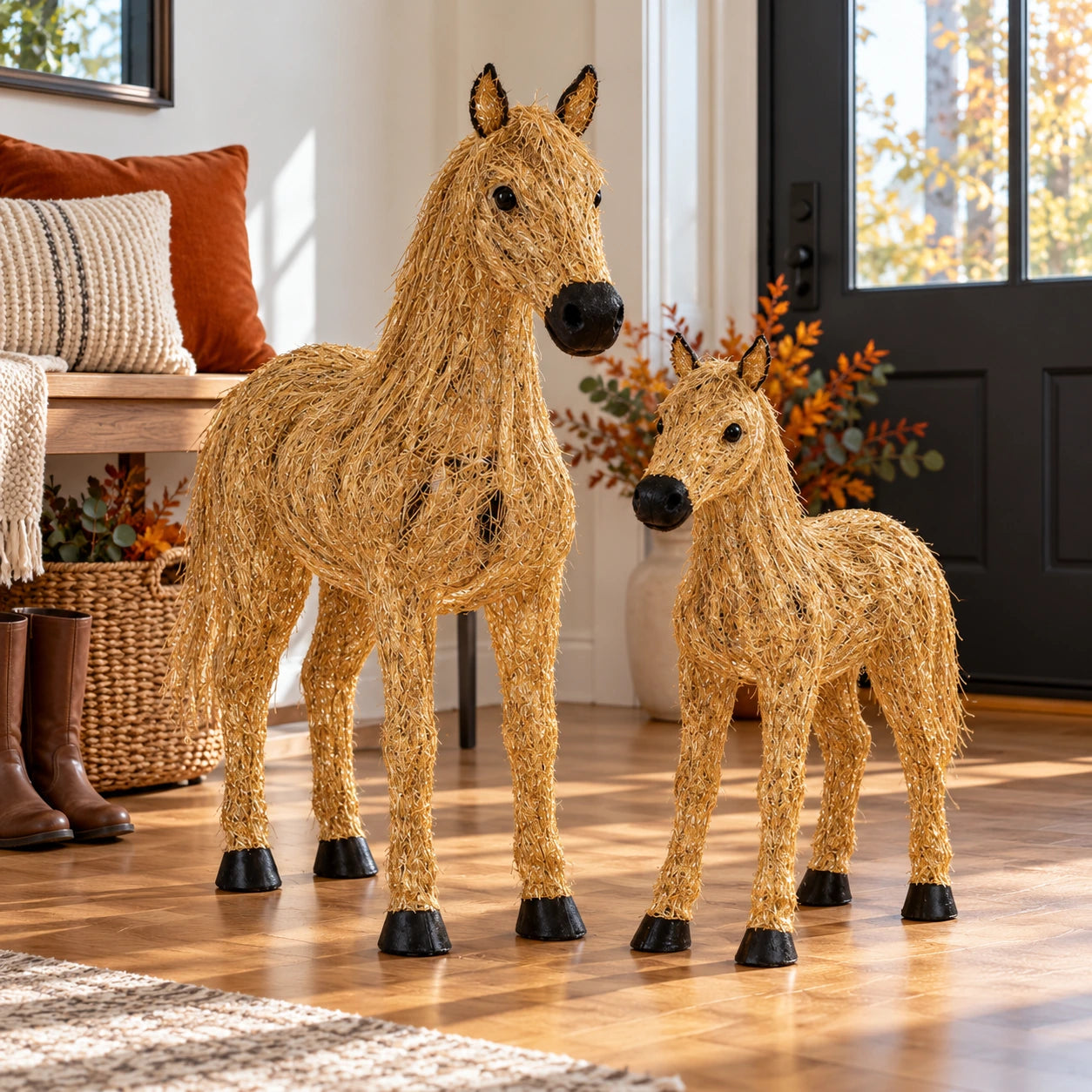 Customer photo showing the lighted horse pair