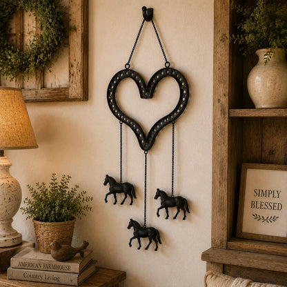 Rustic Heart Horse Hanging Decor