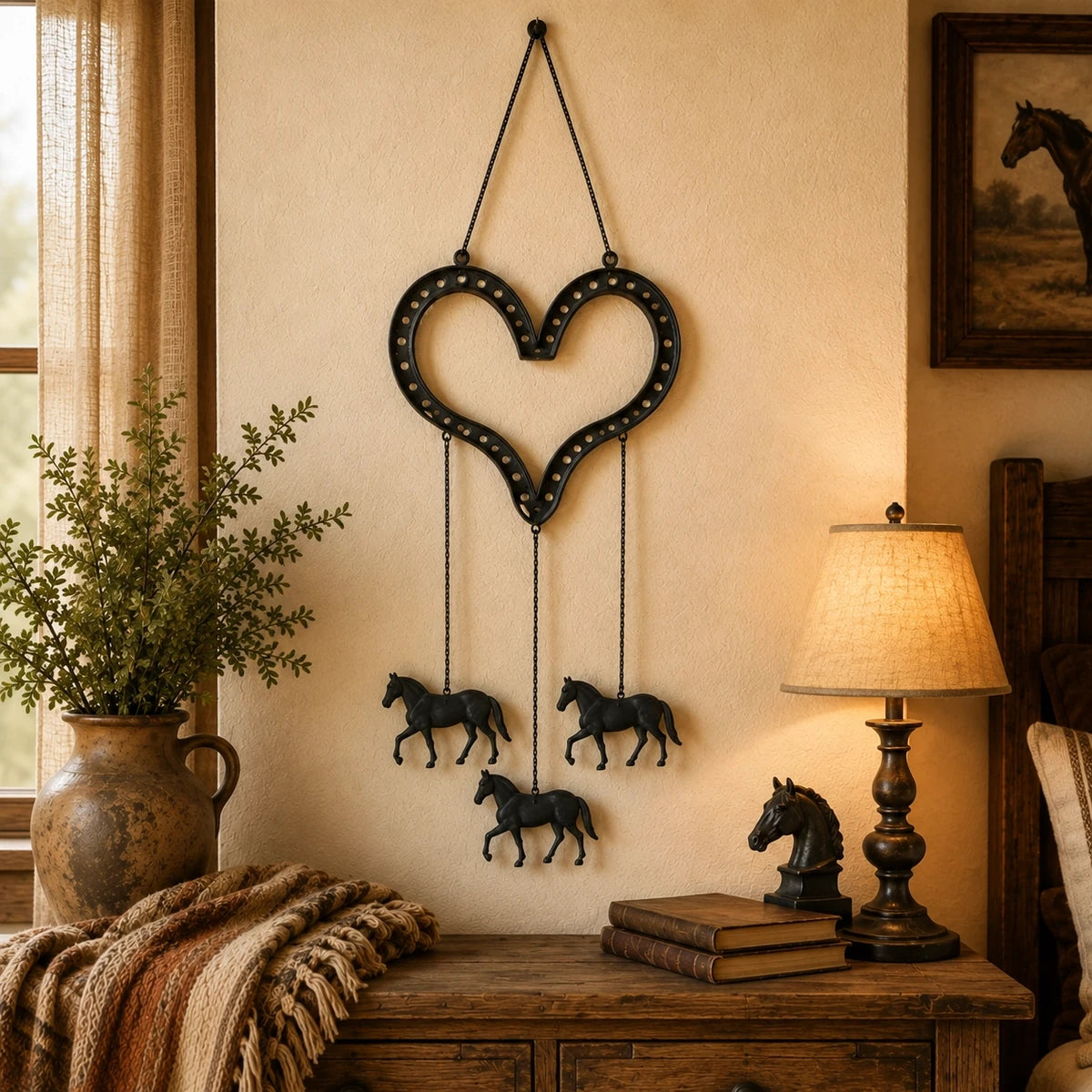 Rustic Heart Horse Hanging Decor